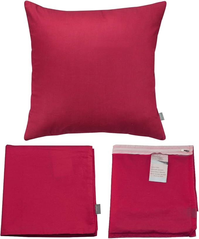 Thmyo 4-Pack 100% Cotton Comfortable Solid Decorative Throw Pillow Case, Square Cushion Cover Pillowcase Sublimation Blank Pillow Covers DIY Throw Pillowcase for Couch(18x18 inch/ 45x45cm,Dark red)