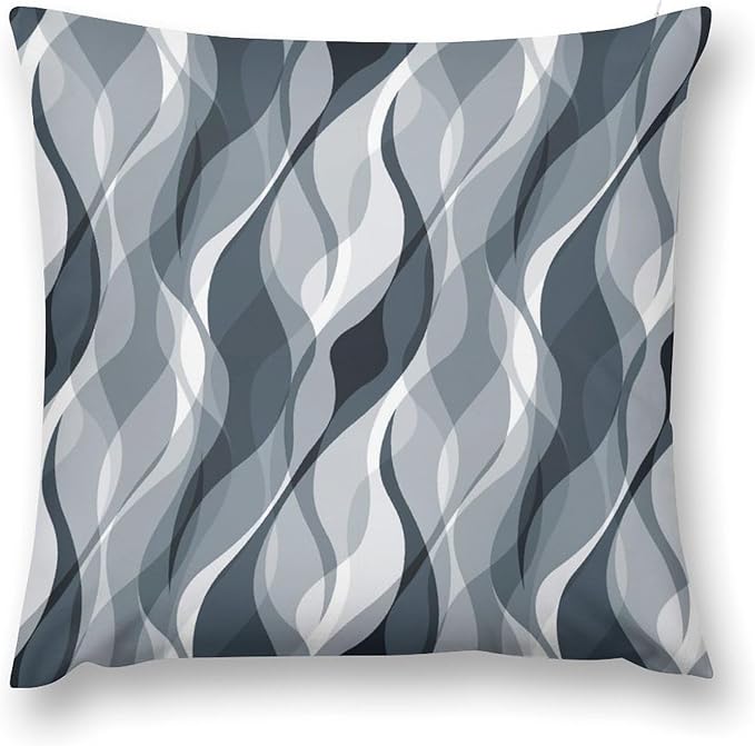 Blue Throw Pillow Covers Modern Abstract Blue and Grey Striped Decorations for Bedroom Living Room Farmhouse Sofa Pillows Bed Couch 22x22 Inch