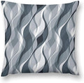Blue Throw Pillow Covers Modern Abstract Blue and Grey Striped Decorations for Bedroom Living Room Farmhouse Sofa Pillows Bed Couch 22x22 Inch