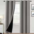 H.VERSAILTEX 100% Blackout Curtains for Bedroom Thermal Insulated Blackout Curtains 84 inch Length Heat and Full Light Blocking Curtains for Living Room with Black Liner 2 Panels Set, Dove Gray