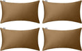 Thmyo 4-Pack 100% Cotton Lumbar Comfortable Solid Decorative Throw Pillow Case, Rectangle Cushion Cover Pillowcase, DIY Throw Pillowcase for Sofa Bed(12x20inch/30x50cm, Light Coffee)