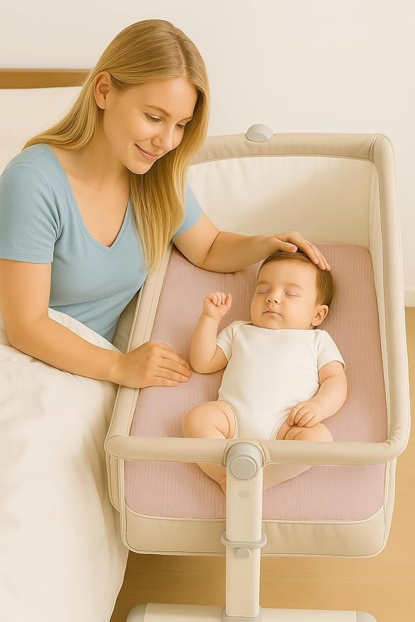 Muslin Bedside Bassinet Sheets 2 Pack, 33x20 Fitted Ultra Soft & Breathable Bedside Sleeper Sheets, Ideal for Baby Girl and Boy, Perfect for Newborns (Rosy)