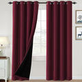H.VERSAILTEX 100% Blackout Curtains for Bedroom Thermal Insulated Blackout Curtains 84 inch Length Full Light Blocking Curtains for Living Room with Black Liner 2 Panels Set, Burgundy