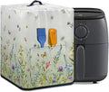 Air Fryer Cover Kitchen Appliance Cover Stain Resistant Washable Protective Cover Electric Appliance Cover with Front Pocket and Top Handle, Green Floral