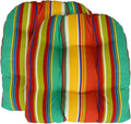 RSH DECOR: Tufted U-Shape Wicker Seat Cushions Set of 2 | 19” x 19” | All-Weather Spun Fabric | Water-Resistant | Outdoor Chair Cushions for Patio Furniture | Bright Colorful Stripe - Made in USA
