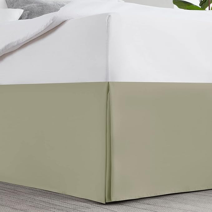 Nestl Green Bed Skirt King Size - King Bed Skirt 14 Inch Drop - Brushed Microfiber Bed Skirts - Hotel Quality Pleated Bed Skirt - Shrinkage & Fade Resistant