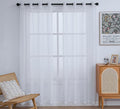 PI Sheer White Curtains 84 Inches Length,Grommet Top Voile Textured Window Treatment for Bedroom/Living Room 2 Panels(W42XL84,White)