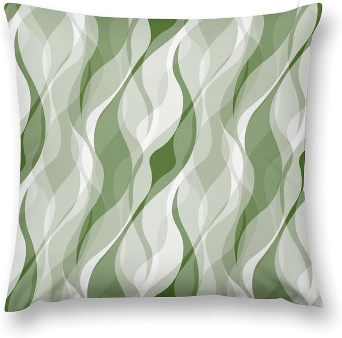 Green Throw Pillow Covers Modern Abstract Ombre Green Striped Decorations for Bedroom Living Room Farmhouse Sofa Pillows Bed Couch 12x12 Inch