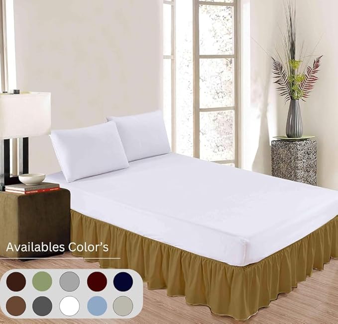 Ruffle Bed Skirt with Split Corners, Microfiber Dust Ruffled for a Perfectly Tailored Bedding Ensemble, Wrinkle and Fade Free, Easy Fit, Twin Size 15 Inch Drop, Taupe