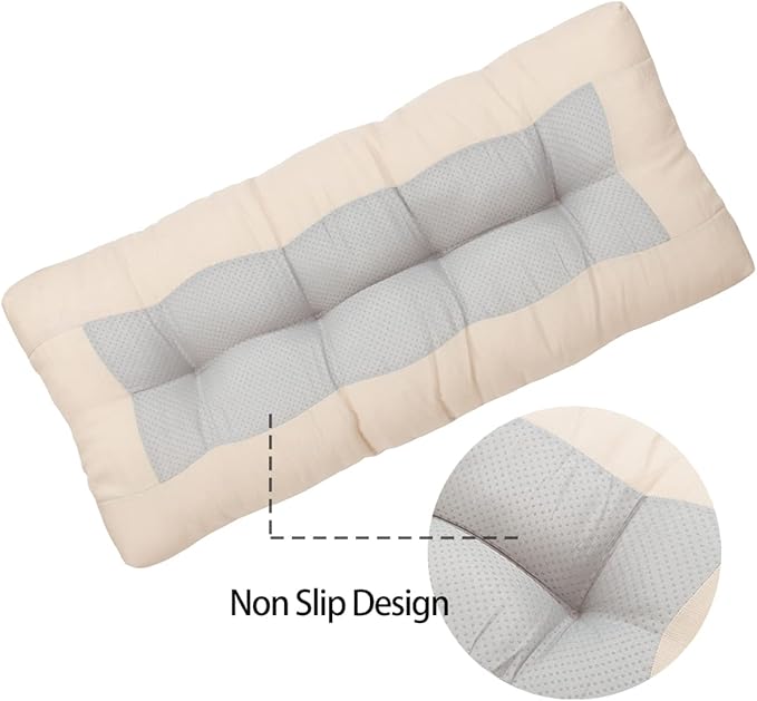 FUNHOME Outdoor Bench Cushion 45 x18 inch with Non-Slip Grips,Water Resistant Porch Swing Cushion,Bench Pillow Pads,Tufted Cushions for Patio Garden Furniture,45" Seat Cushions(Antique Beige)