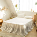 Simple&Opulence Belgian Linen Bed Skirt with Classic 14 inch Tailored Drop Dust Ruffle, Easy Fit Breathable Premium Natural Flax- Pleated White, King