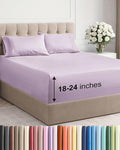 Extra Deep Pocket Full Sheets - 4 Piece Breathable & Cooling Bed Sheets - Hotel Luxury Sheet Set - Soft, Wrinkle Free & Comfy - Easily Fits Extra Deep Mattresses - Deep Pocket Light Lavender Sheets