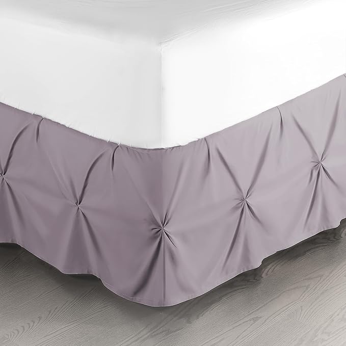 Nestl Dusty Purple Bed Skirt Cal King Size, Pinch Pleat Cal King Bed Skirt, 14" Drop Cal King Bedskirt, Hotel Quality Bed Skirts, Microfiber Bedskirt for Cal King Bed, Dusty Purple Cal King Bed Skirt