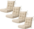 ARTPLAN Seat/Back Outdoor Chair Cushion,Set of 4 Patio Chair Cushion with Tie,Tufted Replacement for Patio Furniture,20x20x4 Inches,4 Count