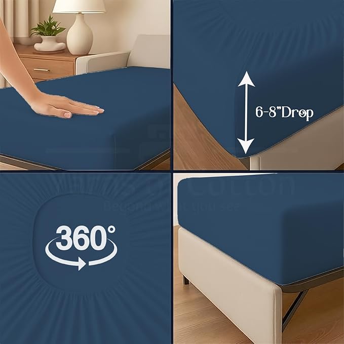 Sleeper Sofa 4 Piece Bed Sheet Set Premium Quality 100% Cotton 500 Thread Count, Smooth & Super Soft Sateen Weave, Extra Soft Bed Sheets, Wrinkle Free, 4 Inch Deep Pocket (Twin, Medium)