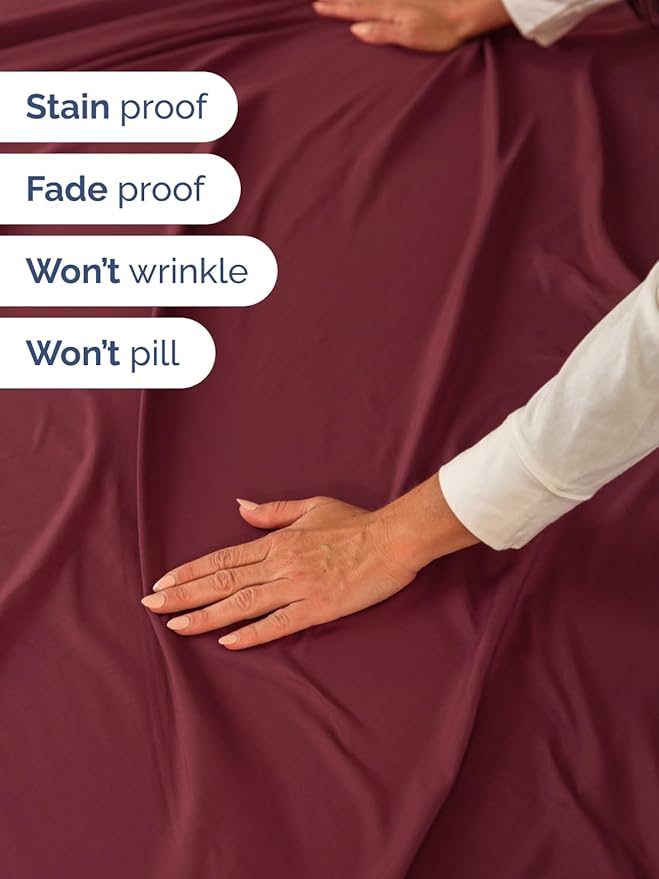 Extra Deep Pocket King Sheets - 4 Piece Breathable & Cooling Bed Sheets - Hotel Luxury Bed Sheet Set - Soft, Wrinkle Free & Comfy - Easily Fits Extra Deep Mattresses - Deep Pocket Burgundy Sheets Set