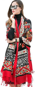 DANA XU 100% Merino Wool Extra Large Pashmina Blanket Travel Scarf Cashmere Wrap for Women Fall Winter Oversize Shawl Floral