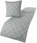 The HomeCentric King Queen Twin Grey Blue Bed Runner with 2 Decorative Throw Pillow Cover, Full Size 68"x18" Bed Runner with Pillow Cover, Linen Quilted Embroidery, Modern Contemporary - Atmosphere