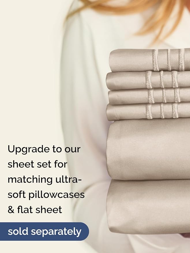 Extra Deep Full Fitted Sheet - Hotel Luxury Single Fitted Sheet Only - Easily Fits 18 inch to 24 inch Mattress - Ultra Soft, Wrinkle Free w/Extra Deep Pockets - Easy-Care, Breathable & Comfy - Wheat