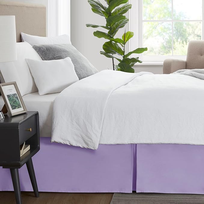 Nestl Lavender Full Bed Skirt - Full Size Bed Skirt 14 Inch Drop - Brushed Microfiber Bed Skirts - Hotel Quality Pleated Bed Skirt - Shrinkage & Fade Resistant