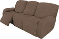 Easy-Going 8 Pieces Recliner Sofa Stretch Sofa Slipcover Sofa Cover Furniture Protector Couch Soft with Elastic Bottom Kids, Spandex Jacquard Fabric Small Checks Brown