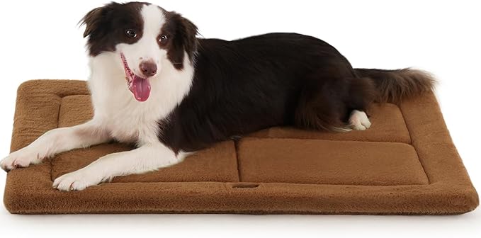 MADE 4 PETS Dog Crate Pad Bed for Medium Large Dogs, Washable & Reversible, Anti-Slip Kennel Mat for Cozy Sleeping, Soft Fluffy Dog Bed for Indoor & Outdoor Use, 35"x23", Brown