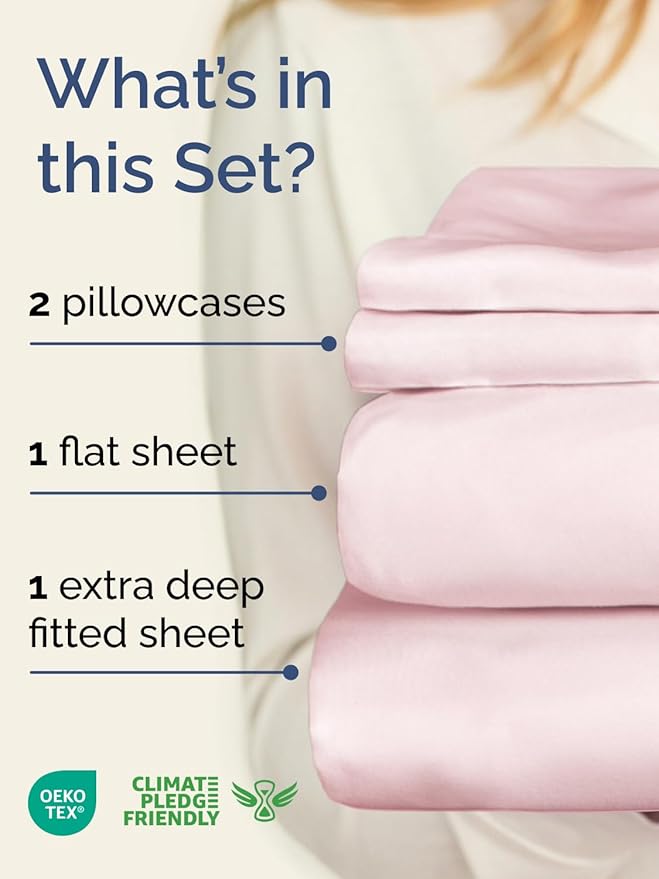 Extra Deep Pocket Queen Sheet Set - 4 Piece Breathable & Cooling Bed Sheets - Hotel Luxury Sheet Set - Soft, Wrinkle Free & Comfy - Easily Fits Extra Deep Mattresses - Deep Pocket Lavender Pink Sheets
