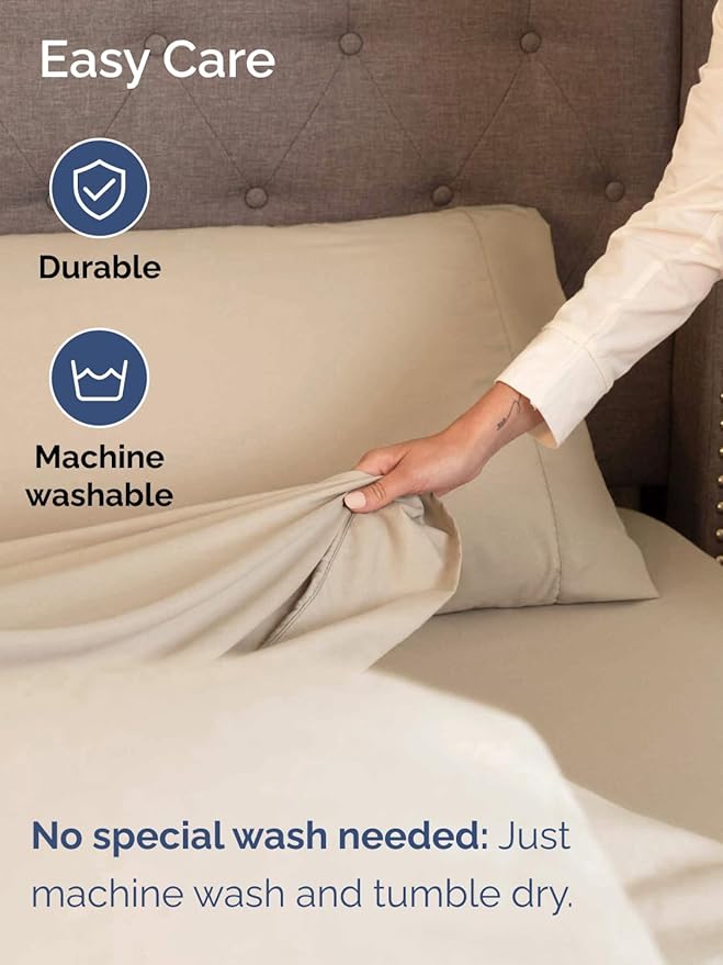 Extra Deep Pocket Full Sheets - 4 Piece Breathable & Cooling Bed Sheets - Hotel Luxury Bed Sheet Set - Soft, Wrinkle Free & Comfy - Easily Fits Extra Deep Mattresses - Deep Pocket Cream Sheets Set