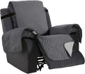 H.VERSAILTEX Reversible Quilted Recliner Covers Water Resistant Furniture Protector for Reclienr Chair with Elastic Straps for Pets Kids Sitting Width Up to 28"(Oversized Recliner, Gray/Beige)