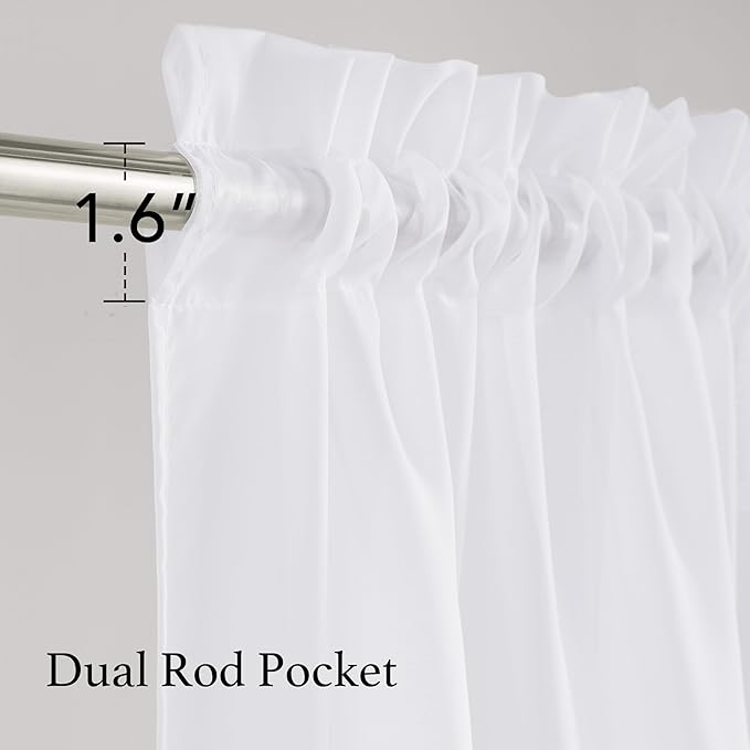 NICETOWN White Sheer Curtains 63 inches Long 4 Panels, 42 inch Wide Rod Pocket Light Filtering Drapes Translucent Modern Voile Airy & Breathable Window Treatment for Kitchen