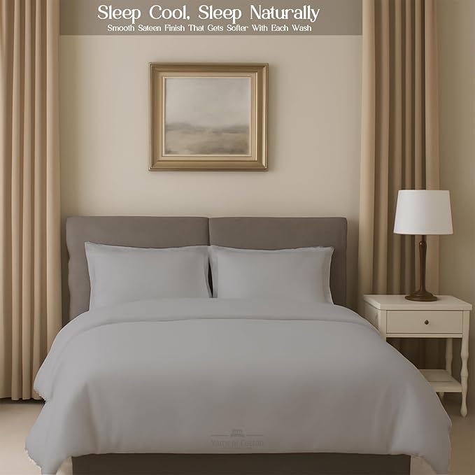 Sleeper Sofa 4 Piece Bed Sheet Set Premium Quality 100% Cotton 500 Thread Count, Smooth & Super Soft Sateen Weave, Extra Soft Bed Sheets, Wrinkle Free, 8 Inch Deep Pocket (Full, Silver)