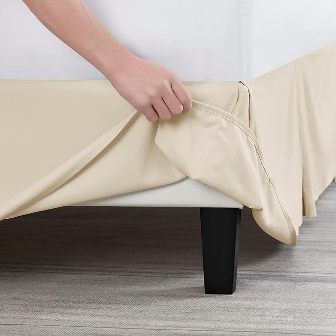 Nestl Cream Bed Skirt Cal King Size - Cal King Bed Skirt 14 Inch Drop - Brushed Microfiber Bed Skirts - Hotel Quality Pleated Bed Skirt - Shrinkage & Fade Resistant