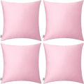 4-Pack 100% Cotton Comfortable Solid Decorative Throw Pillow Case,Thmyo Square Cushion Cover Pillowcase Sublimation Blank Pillow Covers DIY Throw Pillowcase for Sofa Couch(26x26 inch/ 66x66cm, Pink)