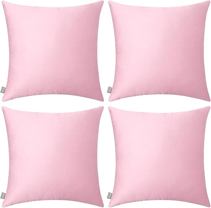 4-Pack 100% Cotton Comfortable Solid Decorative Throw Pillow Case,Thmyo Square Cushion Cover Pillowcase Sublimation Blank Pillow Covers DIY Throw Pillowcase for Sofa Bedroom(22x22 inch/ 55x55cm, Pink)
