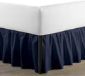 SKY BEDDINGS - Full Size Ruffled Bed Skirt with Split Corners - 16 Inch Drop Dust Ruffle Bed Skirt with Platform Three Sided Coverage - 100% Microfiber, Navy Blue