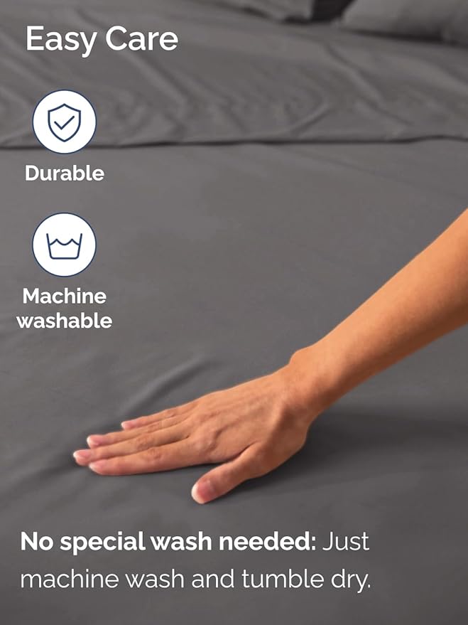 Extra Deep King Fitted Sheet - Hotel Luxury Single Fitted Sheet Only - Easily Fits 18 inch to 24 inch Mattress - Ultra Soft, Wrinkle & Fade Free w/Extra Deep Pockets - Breathable & Comfy - Dark Grey