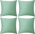 Thmyo 4-Pack 100% Cotton Comfortable Solid Decorative Throw Pillow Case, Square Cushion Cover Pillowcase Sublimation Blank Pillow Covers DIY Throw Pillowcase for Sofa(20x20 inch/ 50x50cm,Mist Green)
