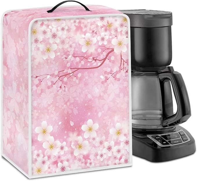 Mumeson Cherry Blossom Coffee Maker Cover, Universal Waterproof and Dustproof Pouch with Dual Handle for Home, Garage, Office