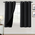 H.VERSAILTEX 100% Blackout Curtains for Bedroom Thermal Insulated Blackout Curtains 63 inch Length Heat and Full Light Blocking Curtains for Living Room with Black Liner 2 Panels Set, Jet Black