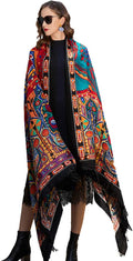 DANA XU 100% Merino Wool Extra Large Pashmina Blanket Travel Scarf Cashmere Wrap for Women Fall Winter Oversize Shawl Floral