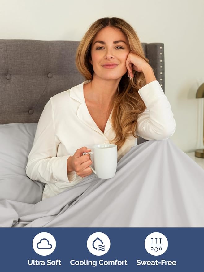 Extra Deep Pocket Twin XL Sheets - 3 Piece Breathable & Cooling Bed Sheets - Hotel Luxury Sheet Set - Soft, Wrinkle Free & Comfy - Easily Fits Extra Deep Mattresses - Deep Pocket French Grey Sheets