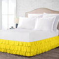 Multi-Ruffle Bed Skirt, Soft Multi Ruffle Bed Skirt Elastic Dust Ruffles with Wrap Around Bed Skirt Easy Fit with 18 Inch Drop 100% Cotton 800 Thread Count Bed Skirt (California King, Yellow)