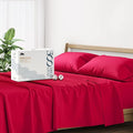 Mayfair Linen 500 Thread Count Full Cotton Sheets - 4 PC Full Size Bed Sheet Set Cotton (Red), Soft, Cooling, Sateen Hotel-Quality 16" Deep Pocket Bedsheet for Hot Sleepers (Fits 18" Mattress)