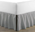 SKY BEDDINGS - Full Size Ruffled Bed Skirt with Split Corners - 14 Inch Drop Dust Ruffle Bed Skirt with Platform Three Sided Coverage - 100% Microfiber, Light Grey