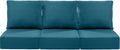 Luxury 22x24/22x25 6-Inch Patio Chair Cushions Set of 3 - Memory Foam Deep Seat Water-Resistant Patio Cushion for Lawn Dining Rocking Swivel Chairs Loveseat Sectional Sofa - Peacock Blue