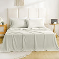 Silky Soft Queen Sheet Set - Luxury 4 Piece Breathable Cooling Sheets for Queen Size Bed, 16" Deep Pocket Easy Care Wrinkle Free Bedding Sheet and Pillowcase Set, Ivory