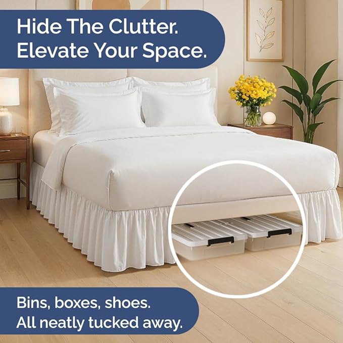Bedskirt Twin Size Ruffle - 12 inch Drop Dust Ruffle Bed Skirt with Platform - Ultra-Soft, Easy Fit, Premium Hotel Quality - Wrinkle, Fade & Shrink Resistant - for Women, Men, Kids and Teens - White