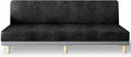 molasofa Leather Like Stretch Futon Slipcover Armless Futon Bed Sofa Cover Furniture Protector with Elastic Bottom, Soft and Washable Futon Cover for Sofa Bed Stay in Place（X Larger，Dark Grey）