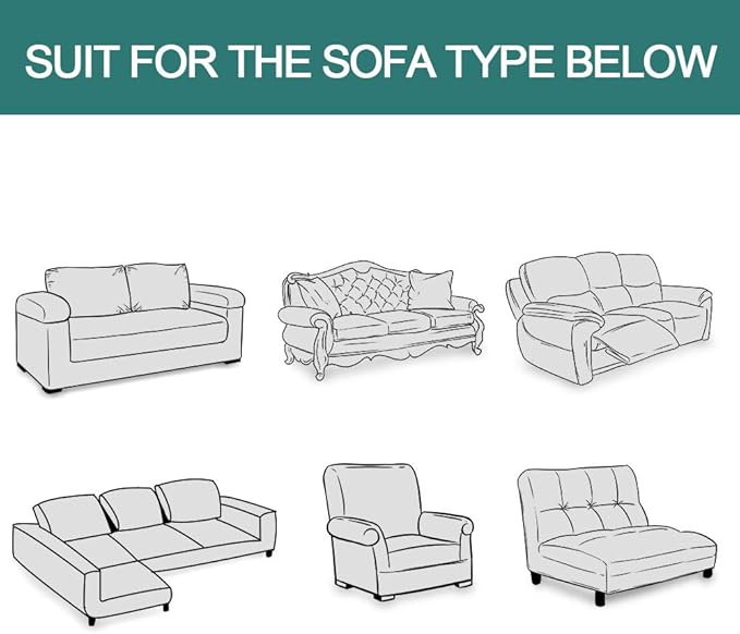 MYSKY HOME Light Grey Geometrical Sofa Covers, Couch Cover for 2 Cushion Couch, Sectional Couch Cover Living Room Sofa Throws Sofa Slipcovers for Pets, & Kids (X-Large, 71" x 118", Light Grey)