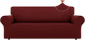 LURKA Stretch Oversized Sofa Slipcovers 1 Piece Couch Covers for 3 Cushion Couch Sofa Furniture Protector Full Sofa Covers with Elastic Bottom for Kids and Pet (X-Large,Dark Red)